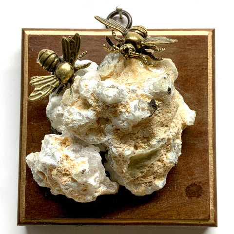 Wooden Frame with Bees on Stone (4