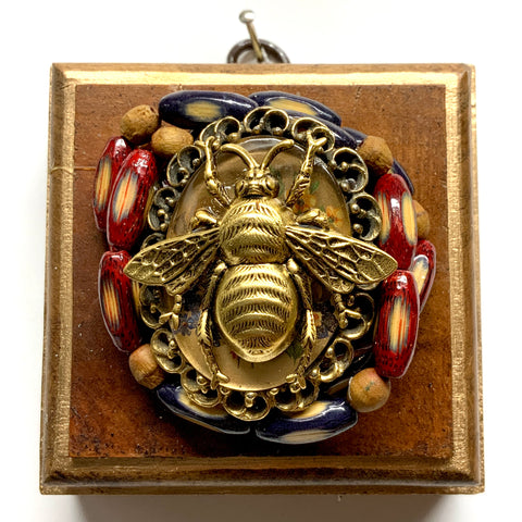 Wooden Frame with Grande Bee on Necklace (3.25