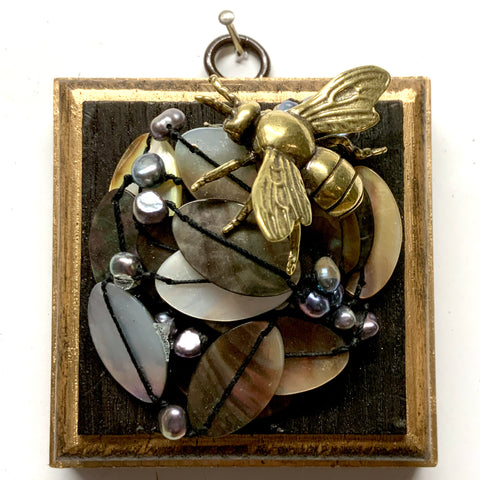 Bourbon Barrel Frame with Bee on Necklace (3.25
