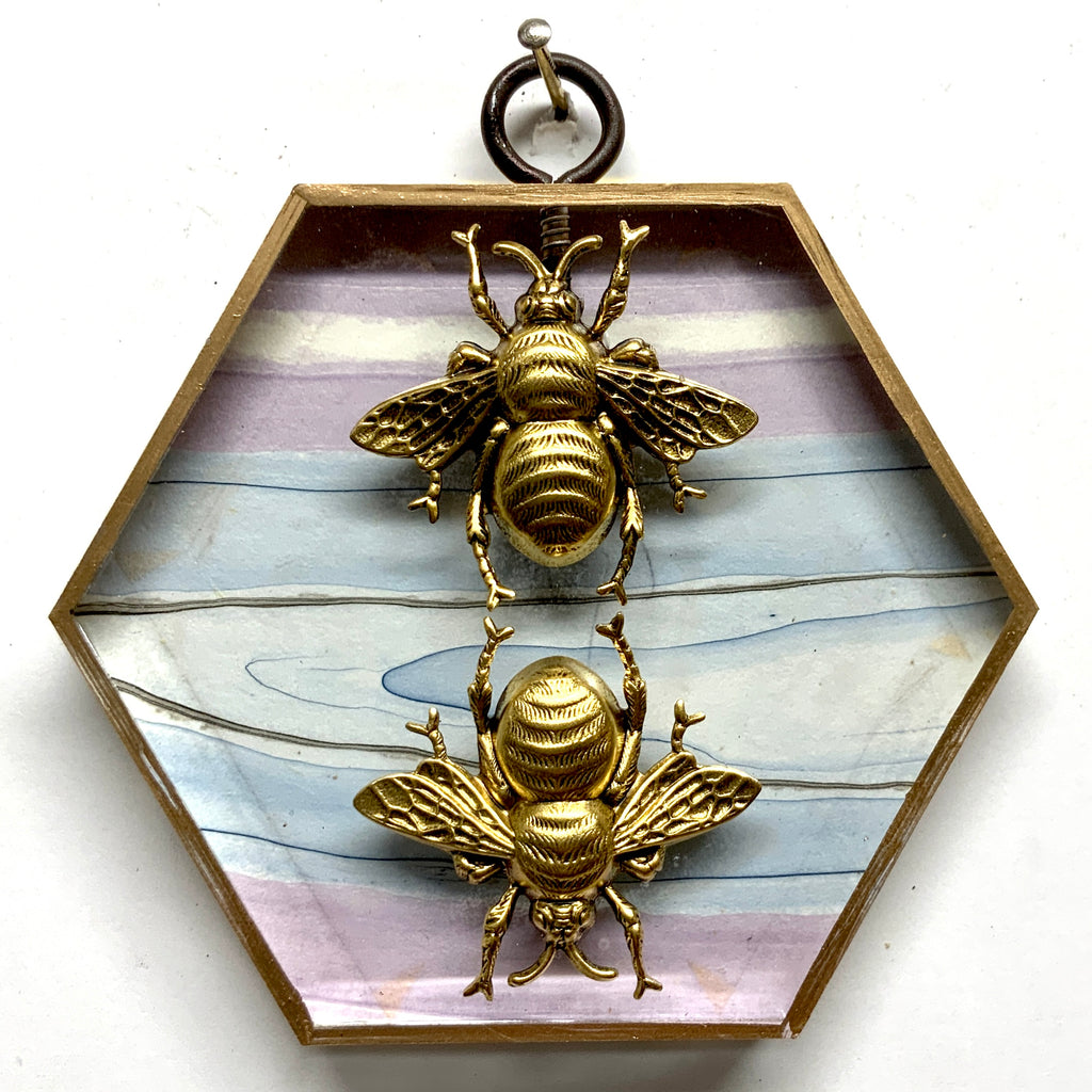 Acrylic Frame with Grande Bees on Marbled Paper / Slight Imperfections (4