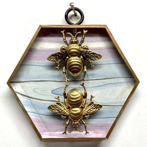 Acrylic Frame with Grande Bees on Marbled Paper / Slight Imperfections (4