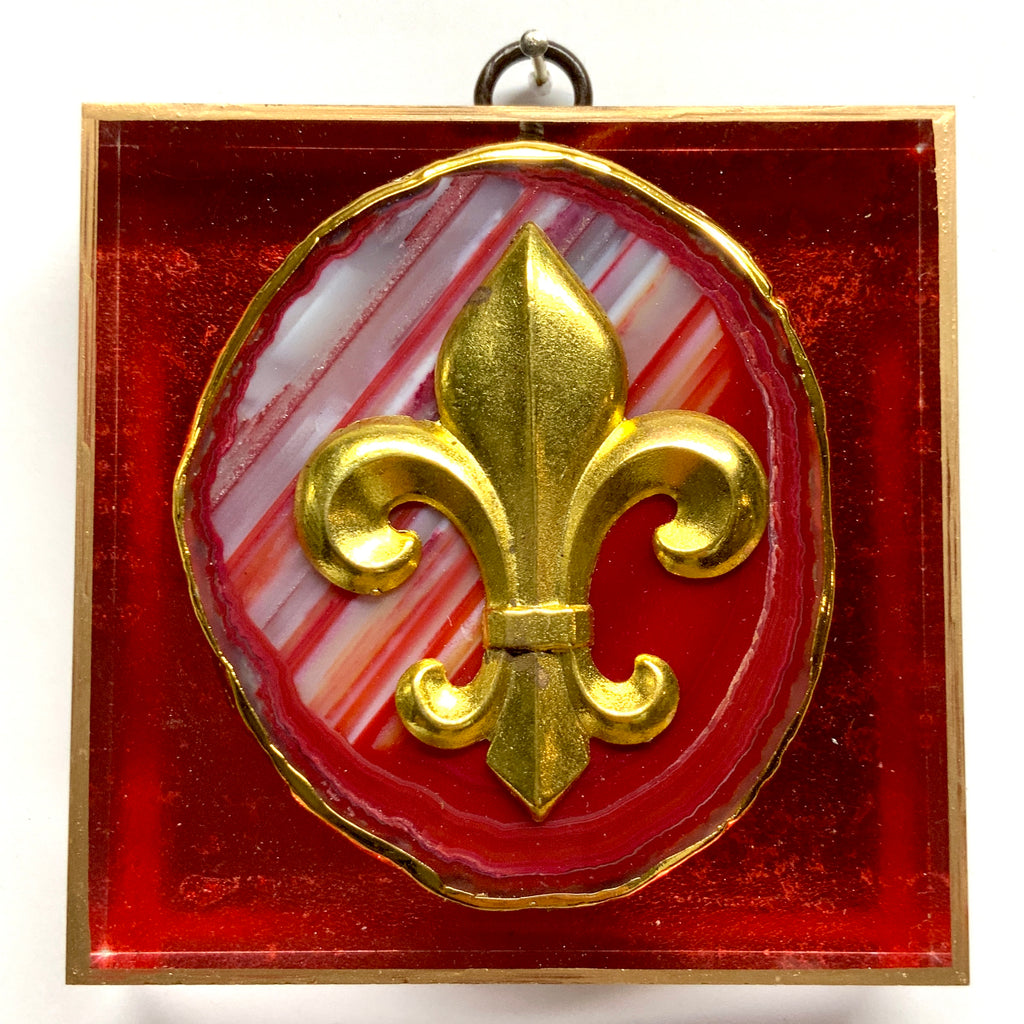 Acrylic Frame with Fleur-de-lis on Agate / Slight Imperfections (4