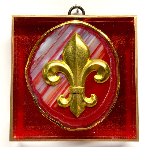 Acrylic Frame with Fleur-de-lis on Agate / Slight Imperfections (4