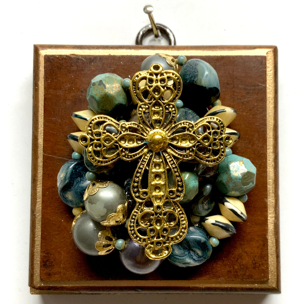 Wooden Frame with Cross on Necklace (3.25
