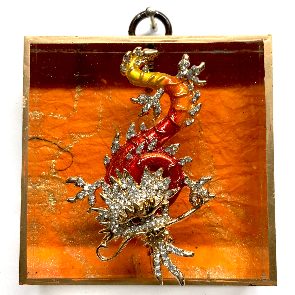 Acrylic Frame with Dragon on Marbled Paper / Slight Imperfections (3