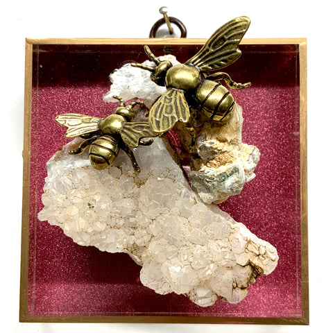 Acrylic Frame with Bees on Stone / Slight Imperfections (4