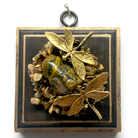 Wooden Frame with Dragonflies on Necklace (3.25