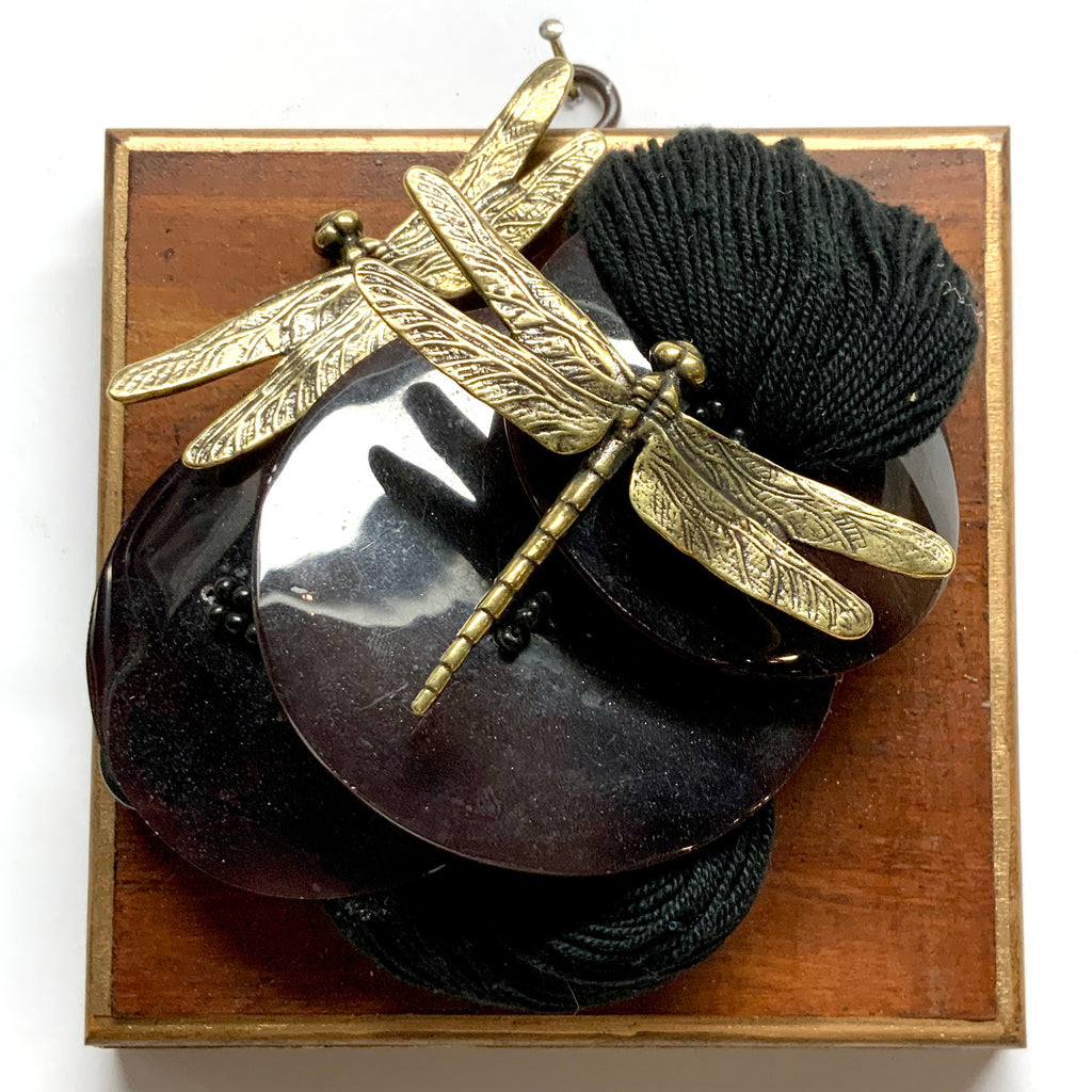 Wooden Frame with Dragonflies on Necklace (5