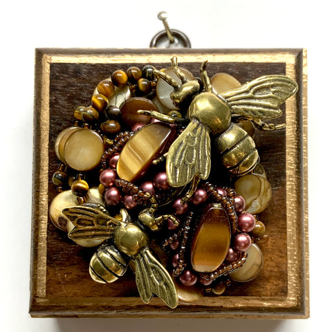 Wooden Frame with Bees on Necklace (3.25