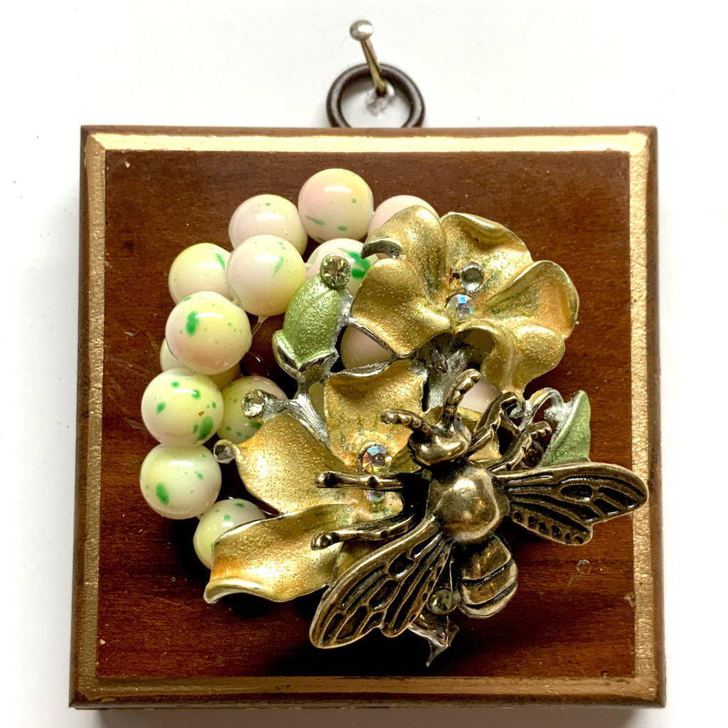 Wooden Frame with Bee on Necklace (3.25