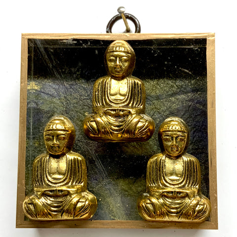 Acrylic Frame with Buddhas on Marbled Paper / Slight Imperfections (3
