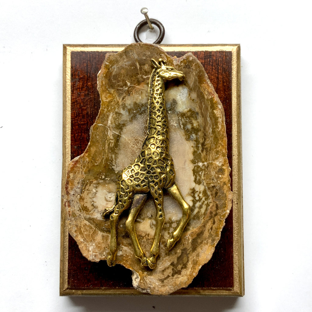 Wooden Frame with Giraffe on Petrified Wood (3.25