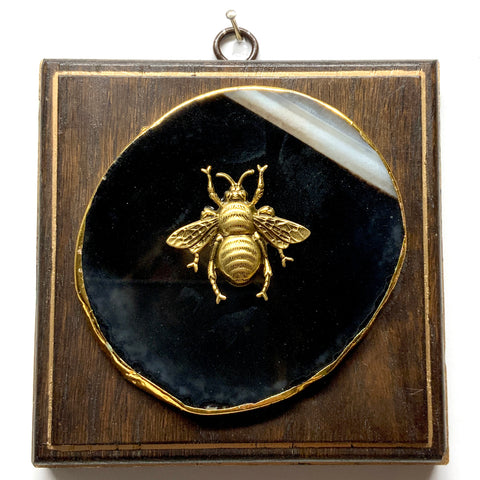 Wooden Frame with Grande Bee on Agate (5