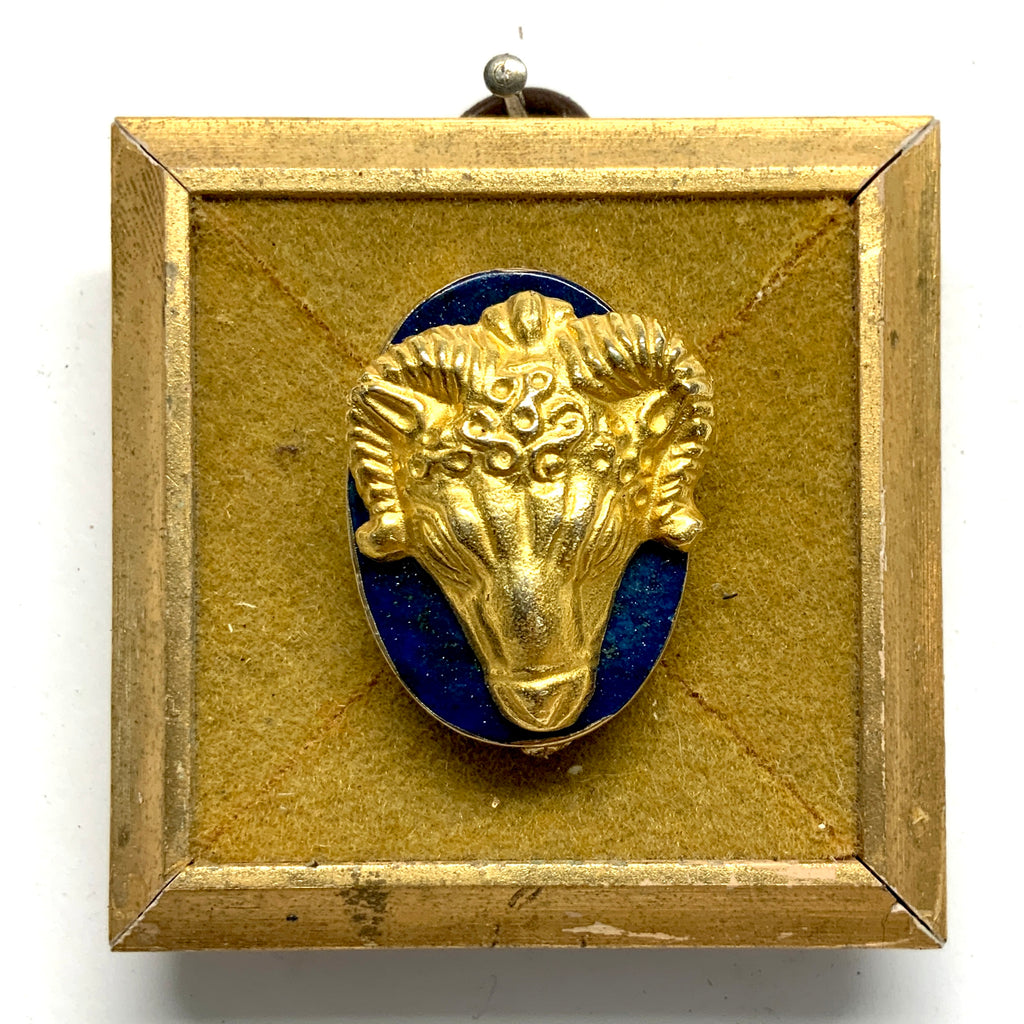 Gilt Frame with Ram on Lapis (2.5