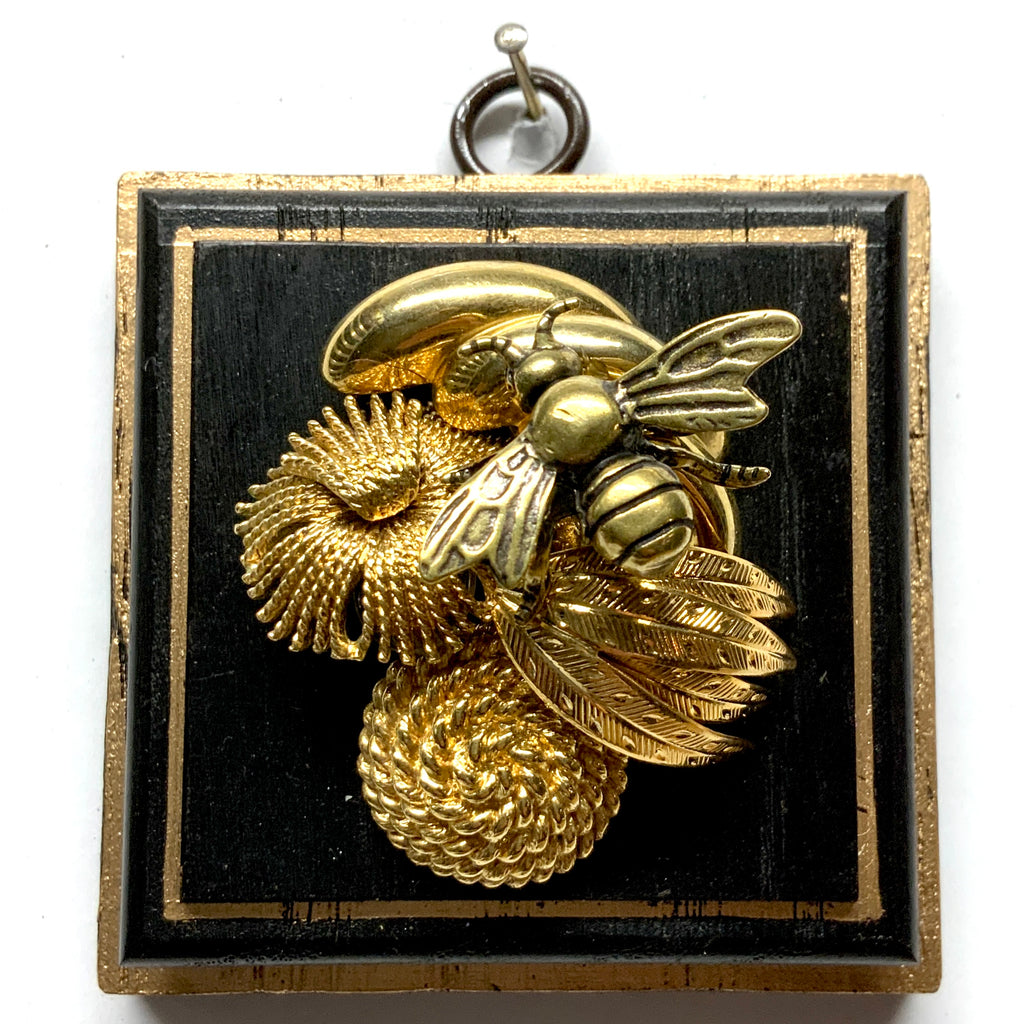Wooden Frame with Bee on Brooch (3.25