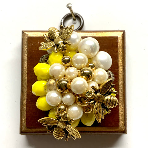 Wooden Frame with Napoleonic Bees on Necklace (2.5