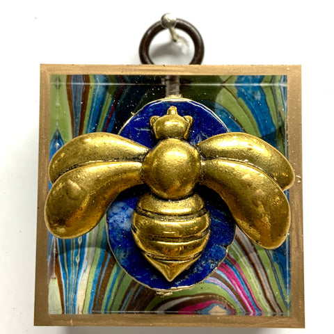 Acrylic Frame with Deco Bee on Lapis / Slight Imperfections (2