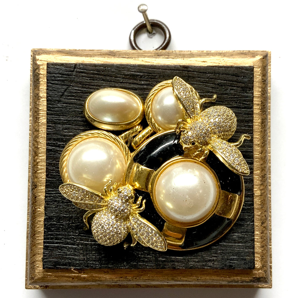 Bourbon Barrel Frame with Sparkle Bees on Brooch (3.25