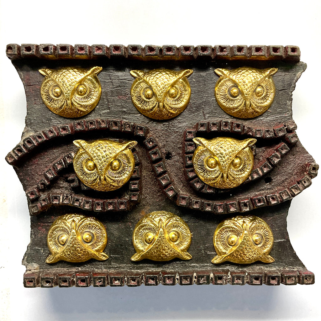 Carved Wooden Block Frame with Owls (7