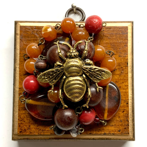 Wooden Frame with Grande Bee on Necklace (3.25