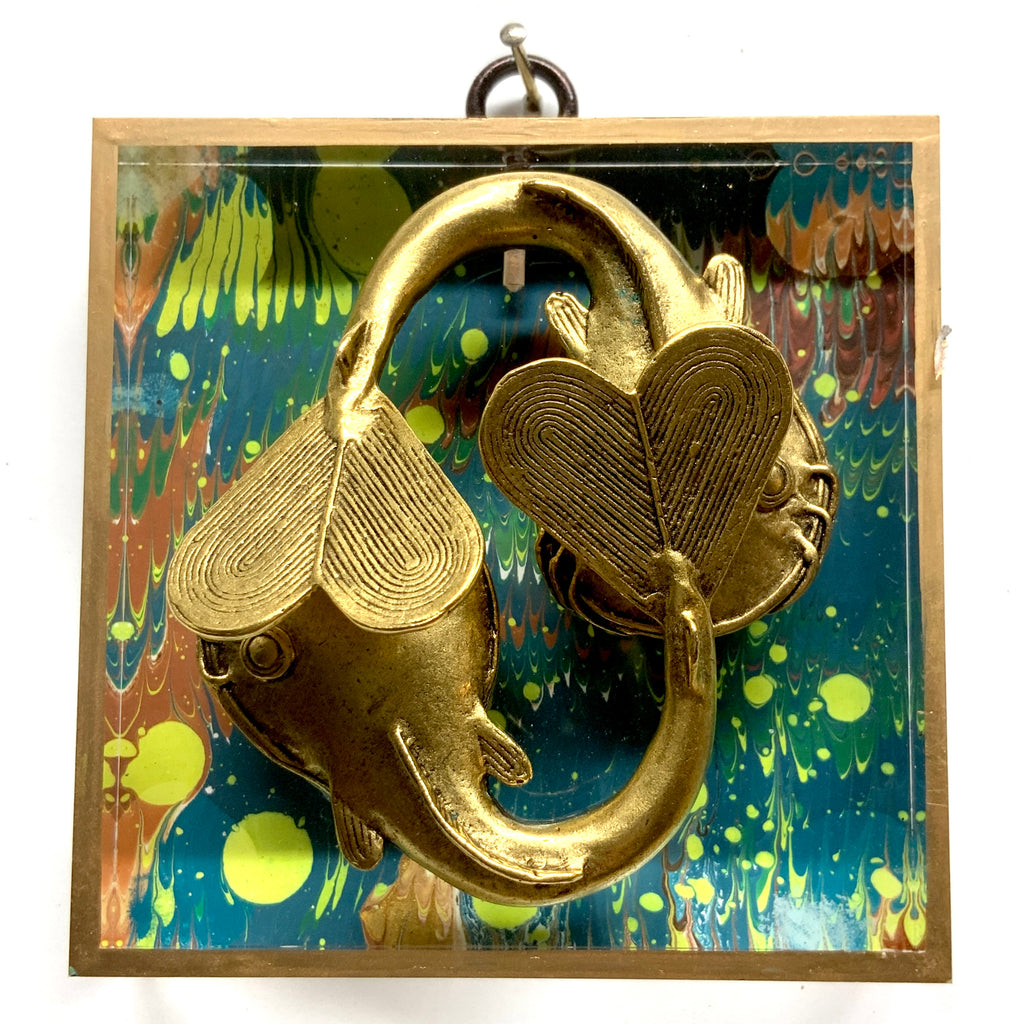 Acrylic Frame with Fish on Marbled Paper / Slight Imperfections (4