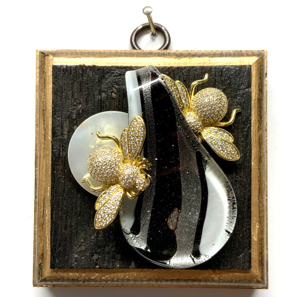 Bourbon Barrel Frame with Sparkle Bees on Glass (3.25