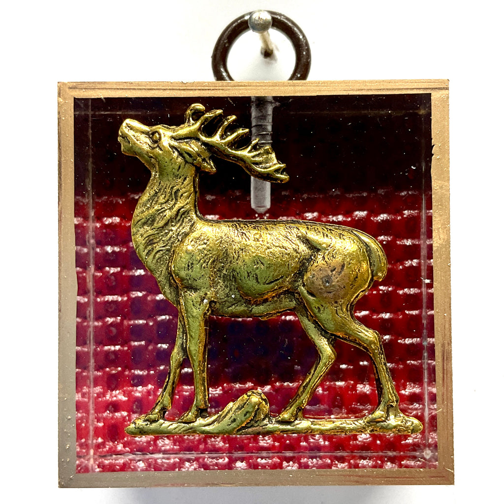 Acrylic Frame with Stag on Leather / Slight Imperfections (2