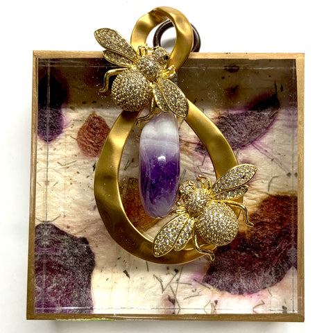 Acrylic Frame with Sparkle Bees on Brooch / Slight Imperfections (3