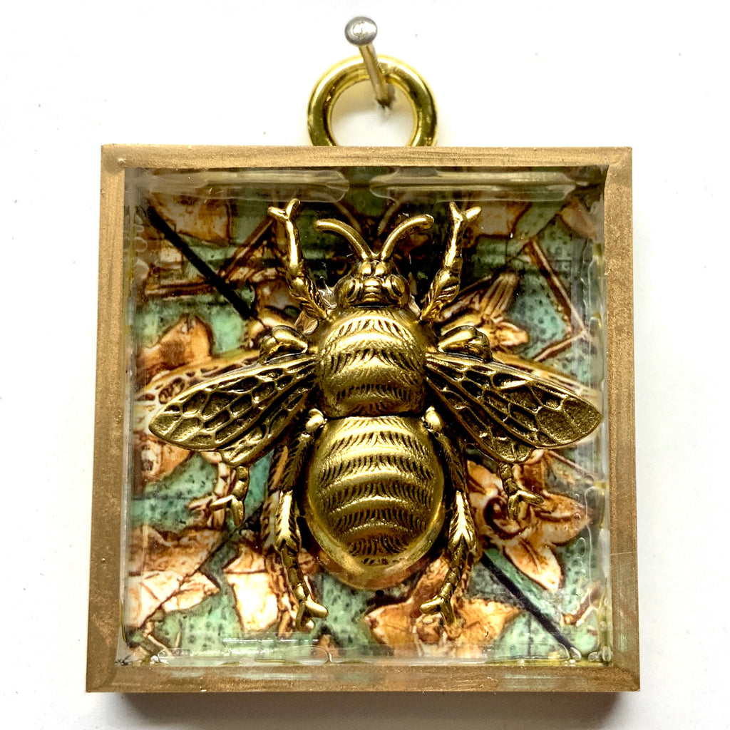 Acrylic Frame with Grande Bee on Marbled Paper / Slight Imperfections (2
