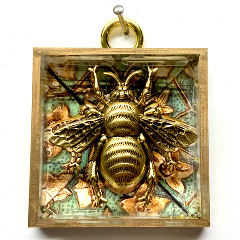 Acrylic Frame with Grande Bee on Marbled Paper / Slight Imperfections (2