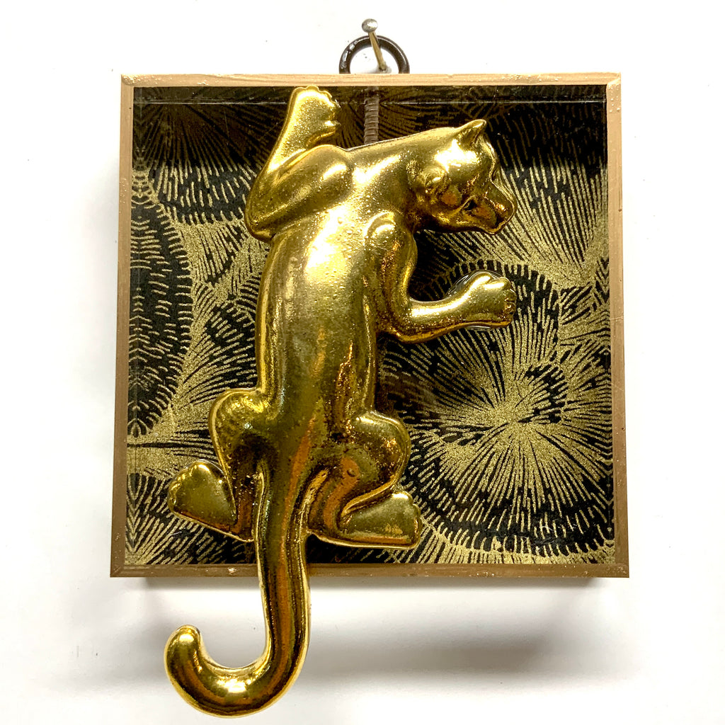 Acrylic Frame with Big Cat on Marbled Paper / Slight Imperfections (4