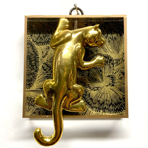 Acrylic Frame with Big Cat on Marbled Paper / Slight Imperfections (4