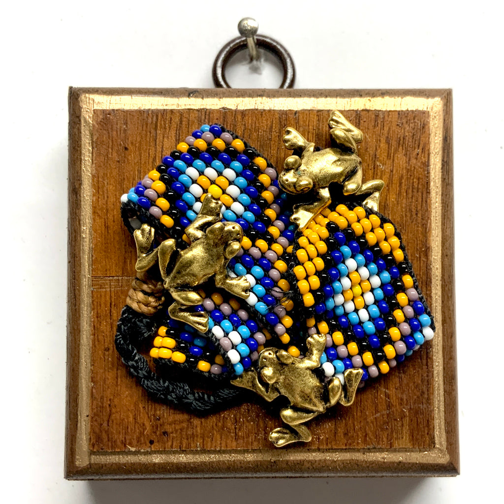 Wooden Frame with Frogs on Beads (2.5