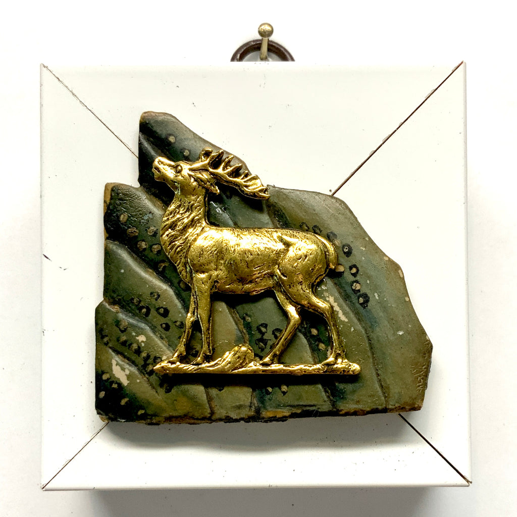 Modern Lacquered Frame with Stag on Antique Jade (3” wide)