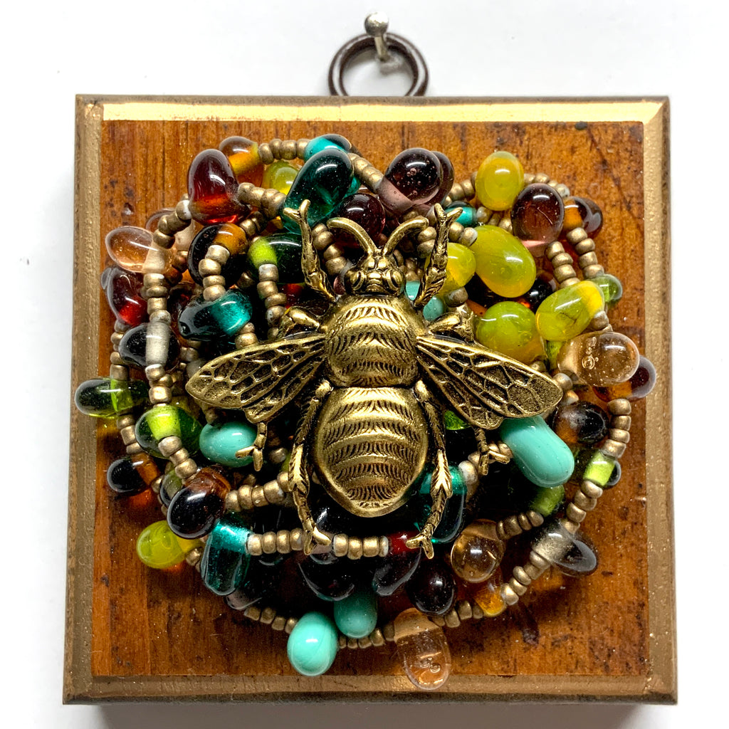 Wooden Frame with Grande Bee on Necklace (3.25