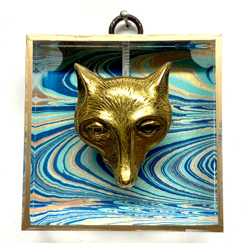 Acrylic Frame with Fox on Marbled Paper / Slight Imperfections (3