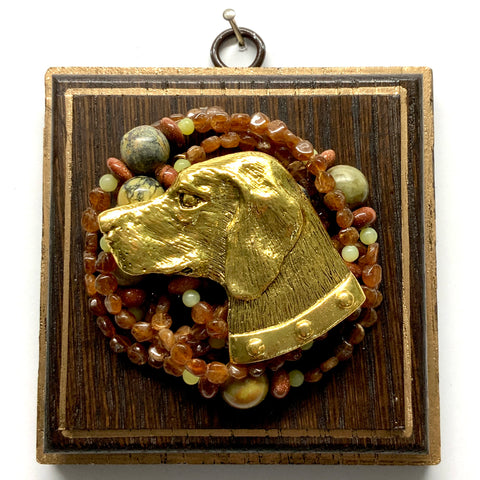 Wooden Frame with Stately Dog on Necklace (4