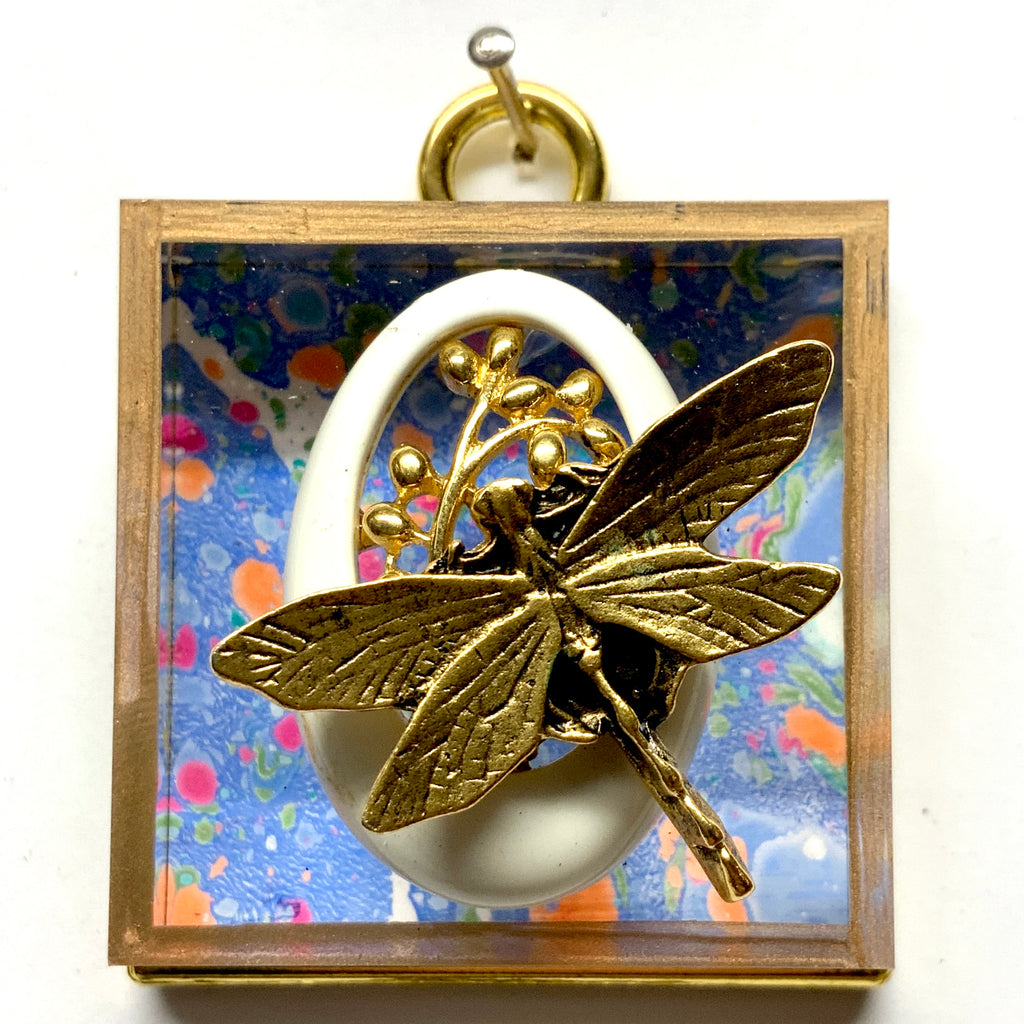 Acrylic Frame with Dragonfly on Brooch / Slight Imperfections (2