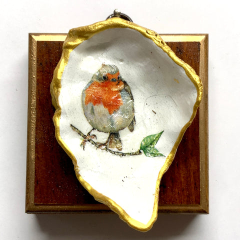 Wooden Frame with Bird Oyster Shell (3.25