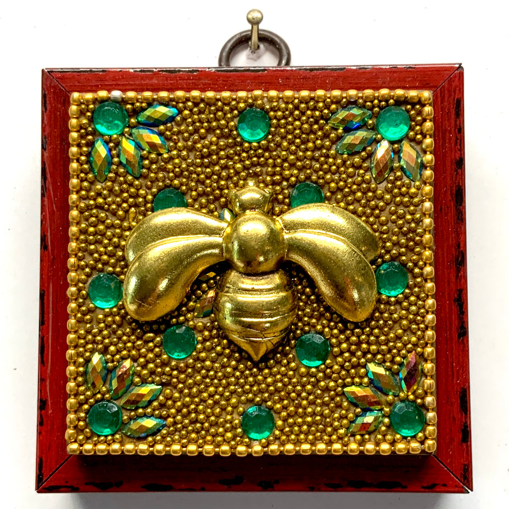 Modern Lacquered Frame with Bee on Beaded Block (3” wide)