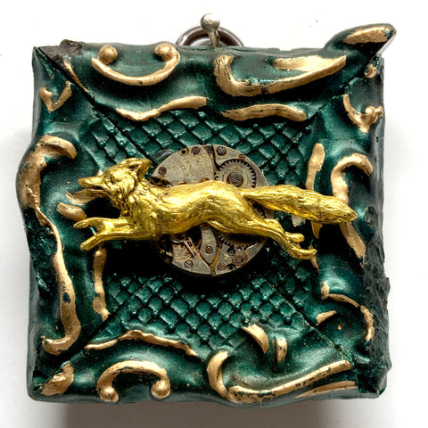 Painted Frame with Fox on Watch Movement (2.5