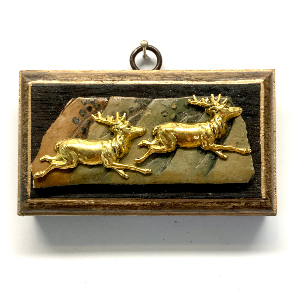 Bourbon Barrel Frame with Stags on Antique Jade (4.25” wide)