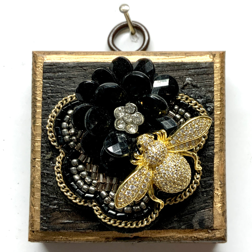 Bourbon Barrel Frame with Sparkle Bee on Brooch (2.5