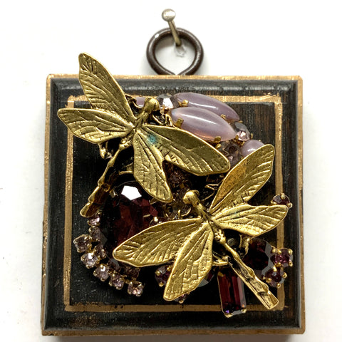 Wooden Frame with Dragonflies on Brooch (2.5