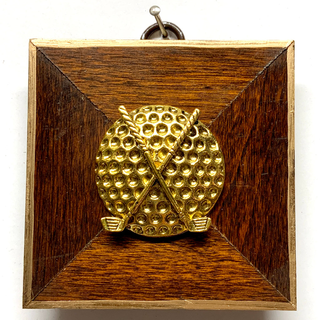 Wooden Frame with Golf Ball and Clubs (3.25