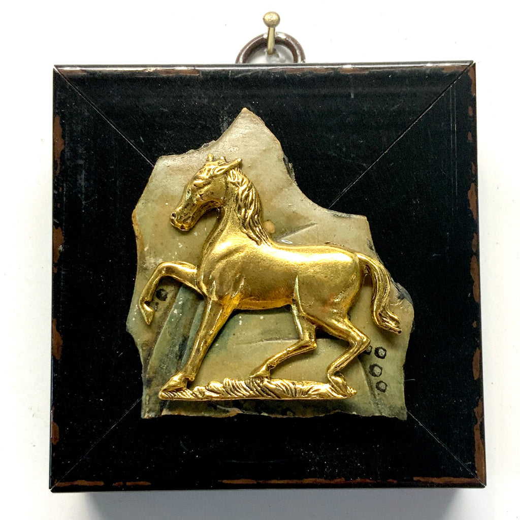 Modern Lacquered Frame with Horse on Antique Jade (3” wide)