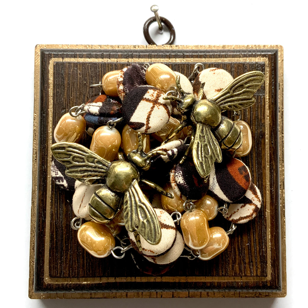 Wooden Frame with Bees on Necklace (4