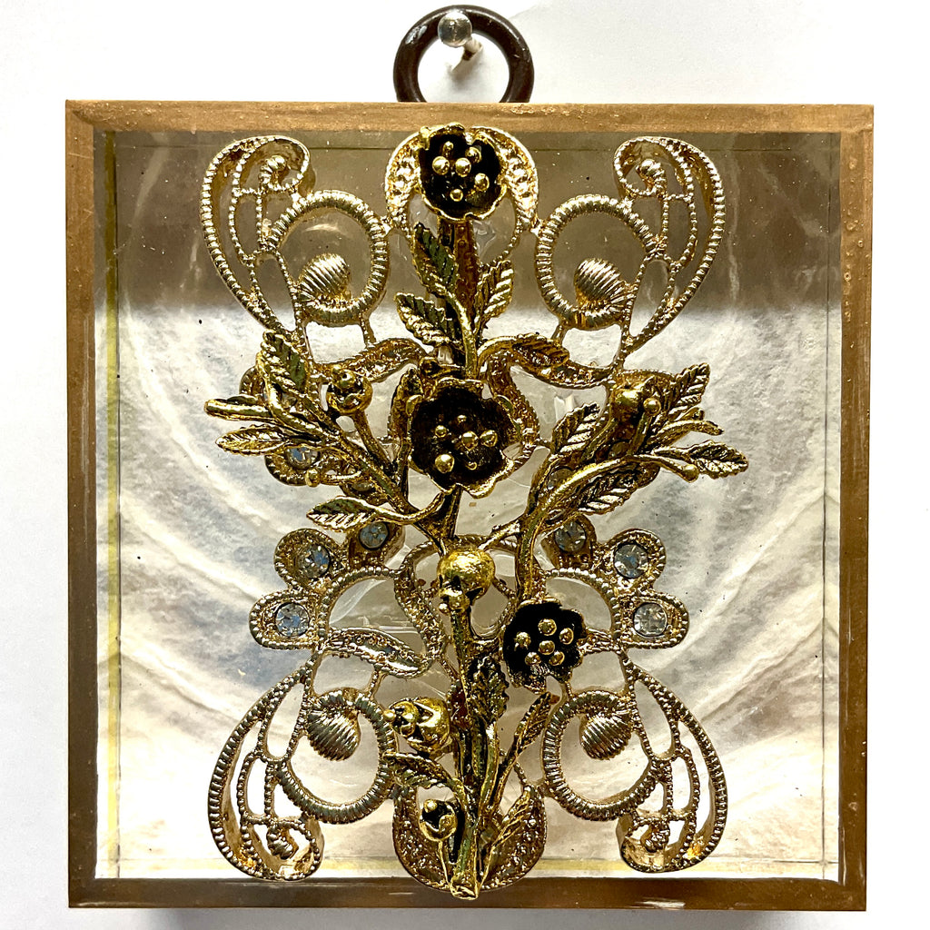 Acrylic Frame with Rose Cross on Brooch / Slight Imperfections (3