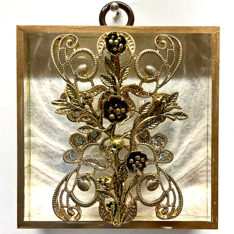 Acrylic Frame with Rose Cross on Brooch / Slight Imperfections (3