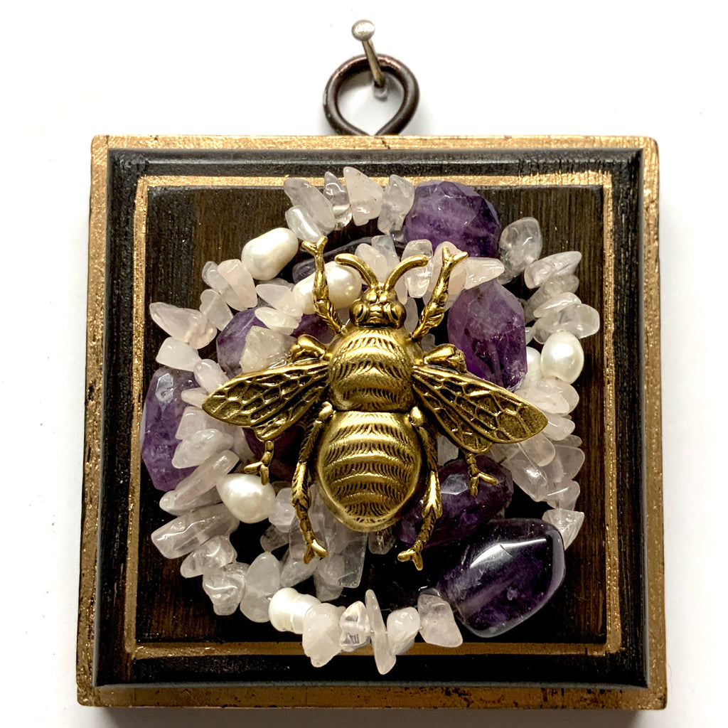 Wooden Frame with Grande Bee on Necklace (3.25